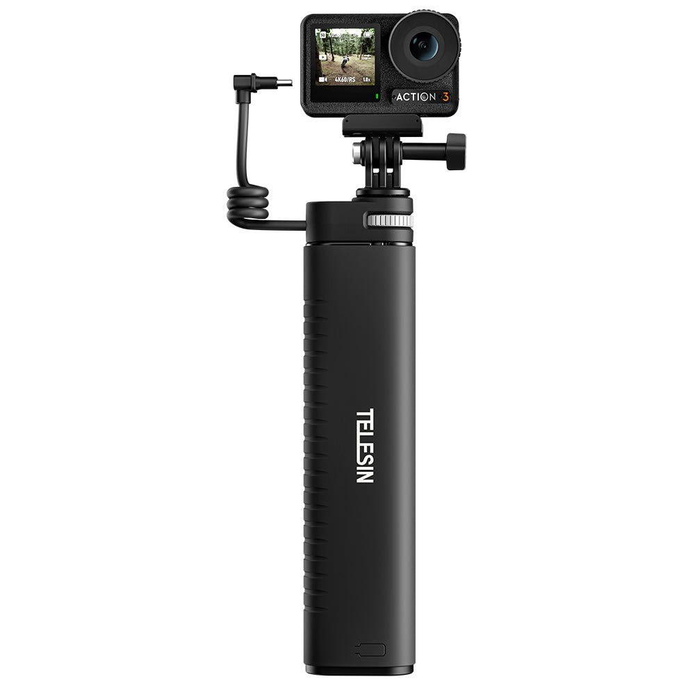 10000mAh Rechargeable Selfie Stick with USB-C Charging Cable for Action Cameras/ Phones