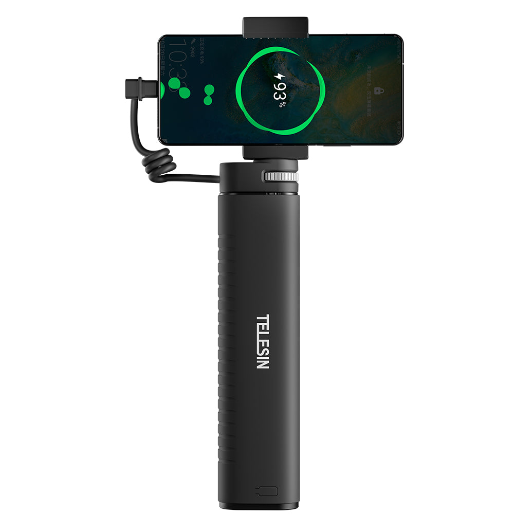 10000mAh Rechargeable Selfie Stick with USB-C Charging Cable for Action Cameras/ Phones
