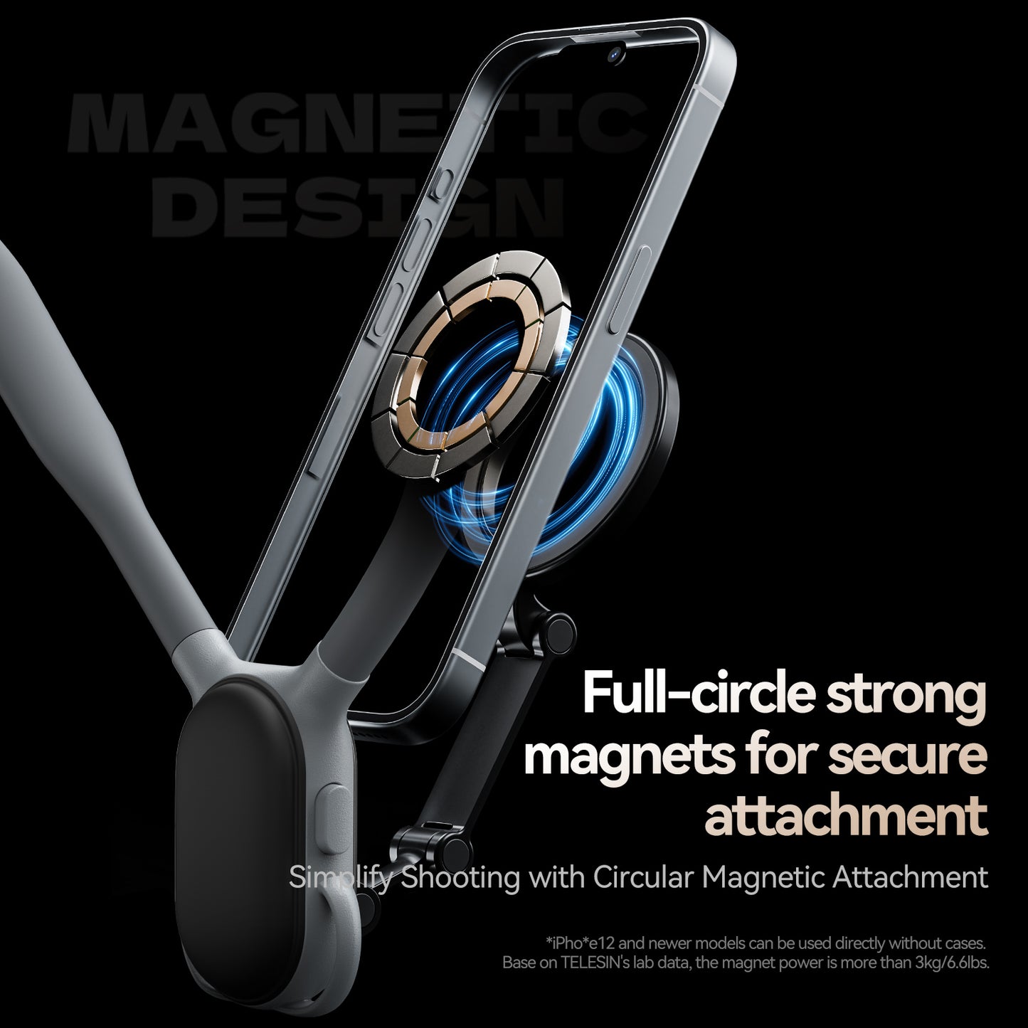 TELESIN Magnetic Neck Mount for Phones, Necklace Cell Phone Holder for Magsafe POV/VLOG
