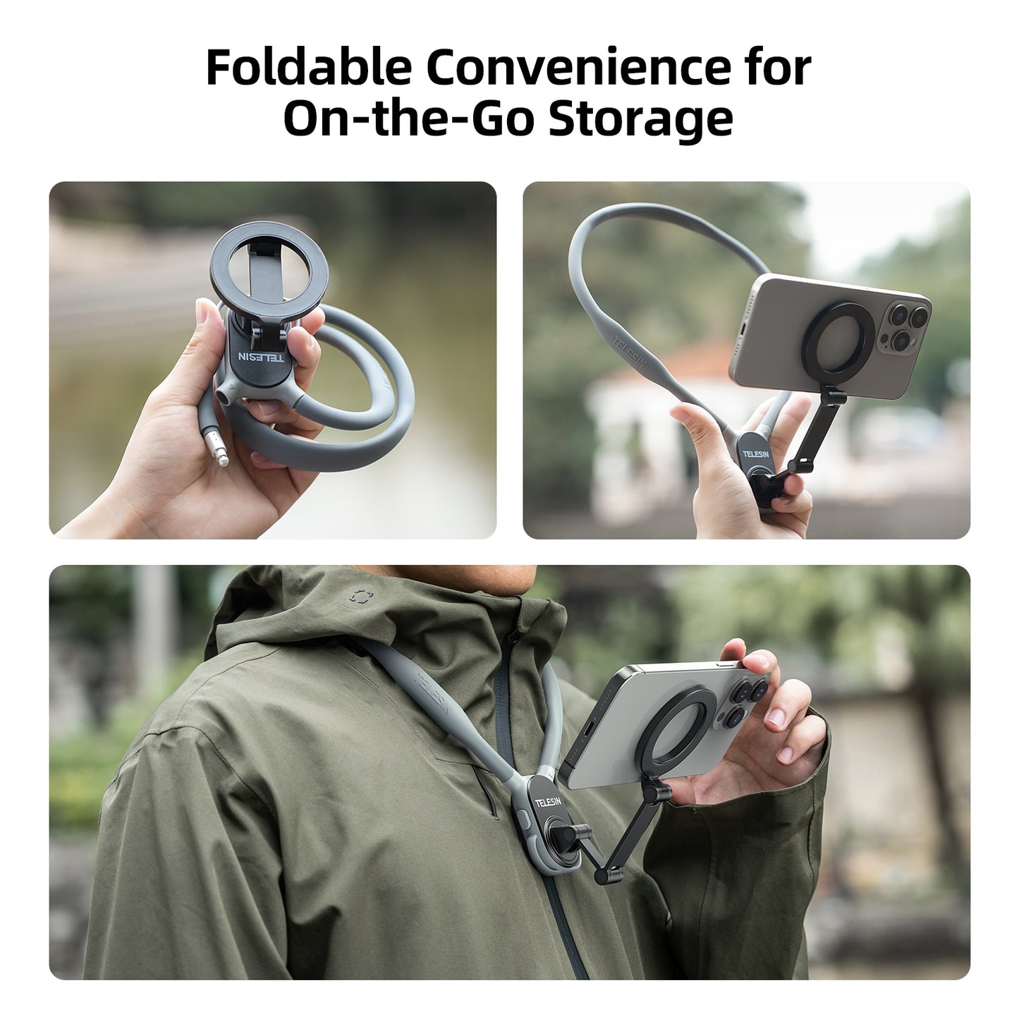 TELESIN Magnetic Neck Mount for Phones, Necklace Cell Phone Holder for Magsafe POV/VLOG