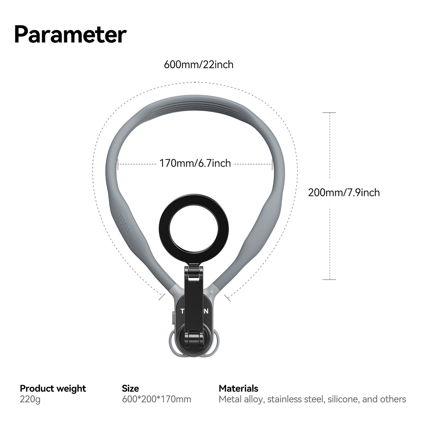 TELESIN Magnetic Neck Mount for Phones, Necklace Cell Phone Holder for Magsafe POV/VLOG