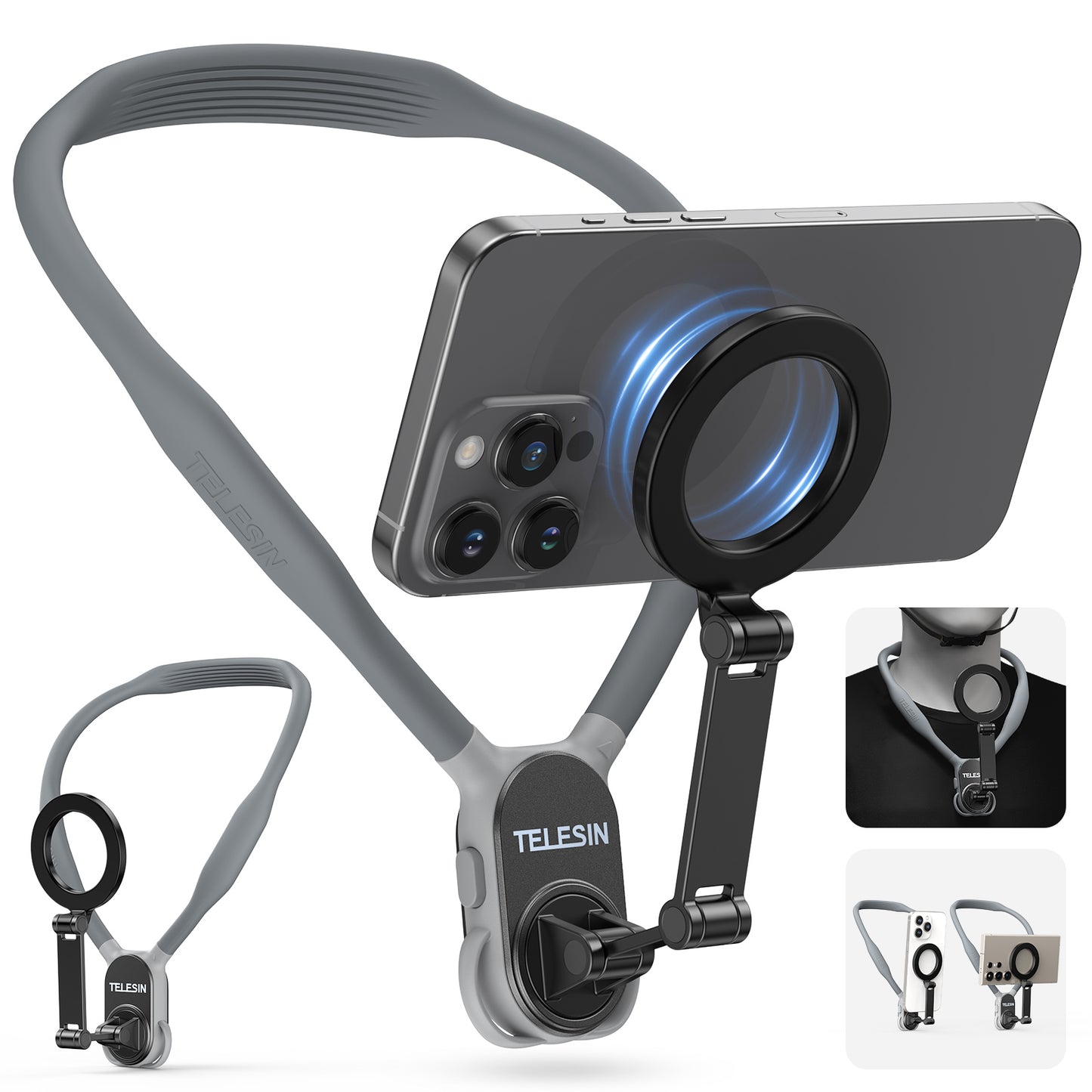 TELESIN Magnetic Neck Mount for Phones, Necklace Cell Phone Holder for Magsafe POV/VLOG