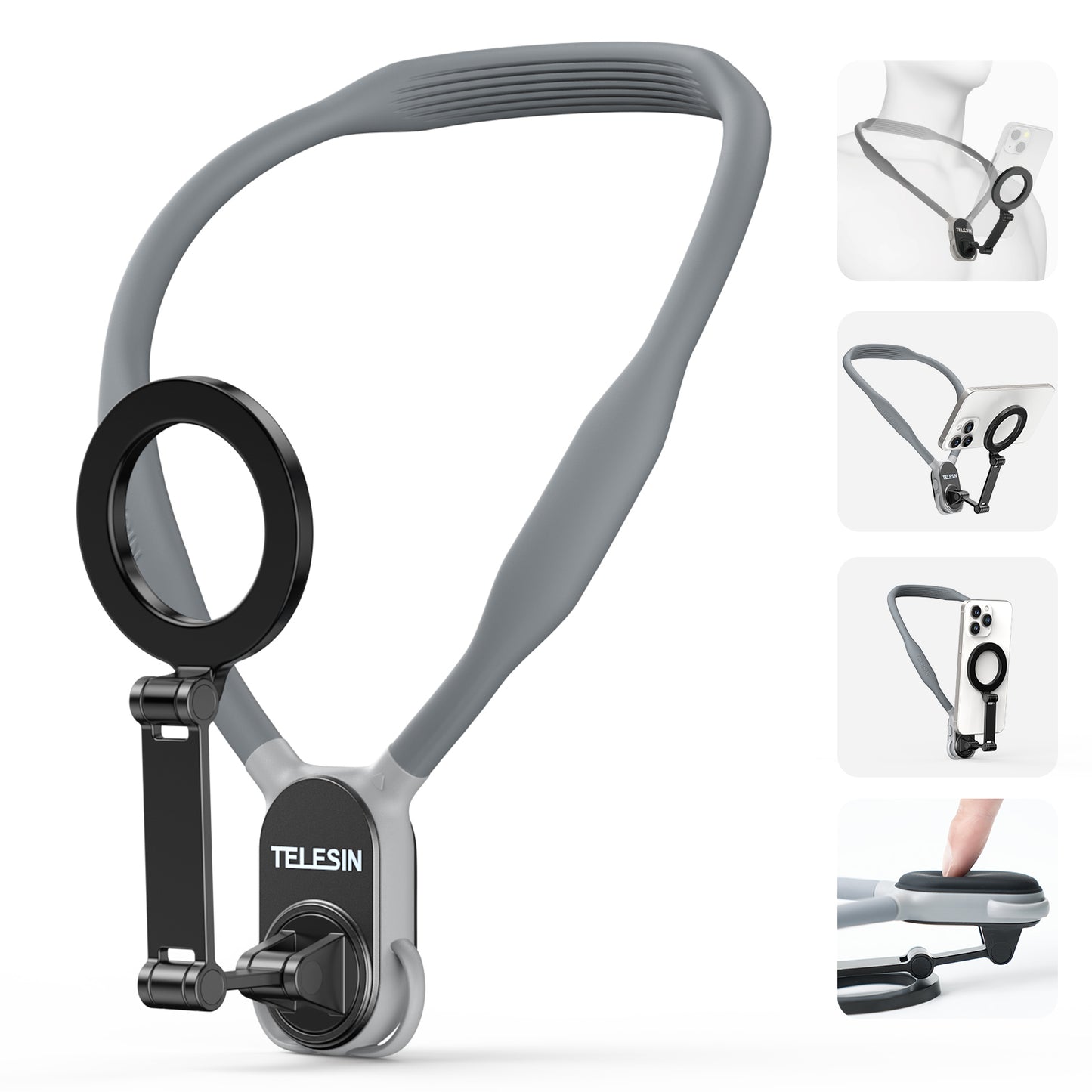 TELESIN Magnetic Neck Mount for Phones, Necklace Cell Phone Holder for Magsafe POV/VLOG
