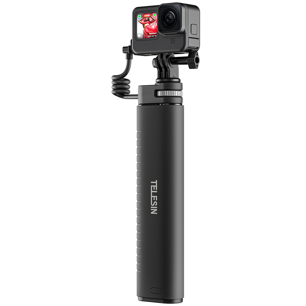 10000mAh Rechargeable Selfie Stick with USB-C Charging Cable for Action Cameras/ Phones