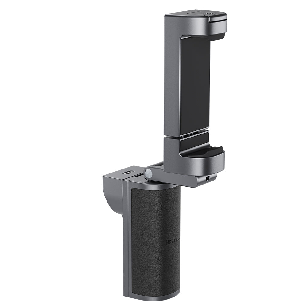 Smartphone photography shooting with wireless shutter remote grip handle