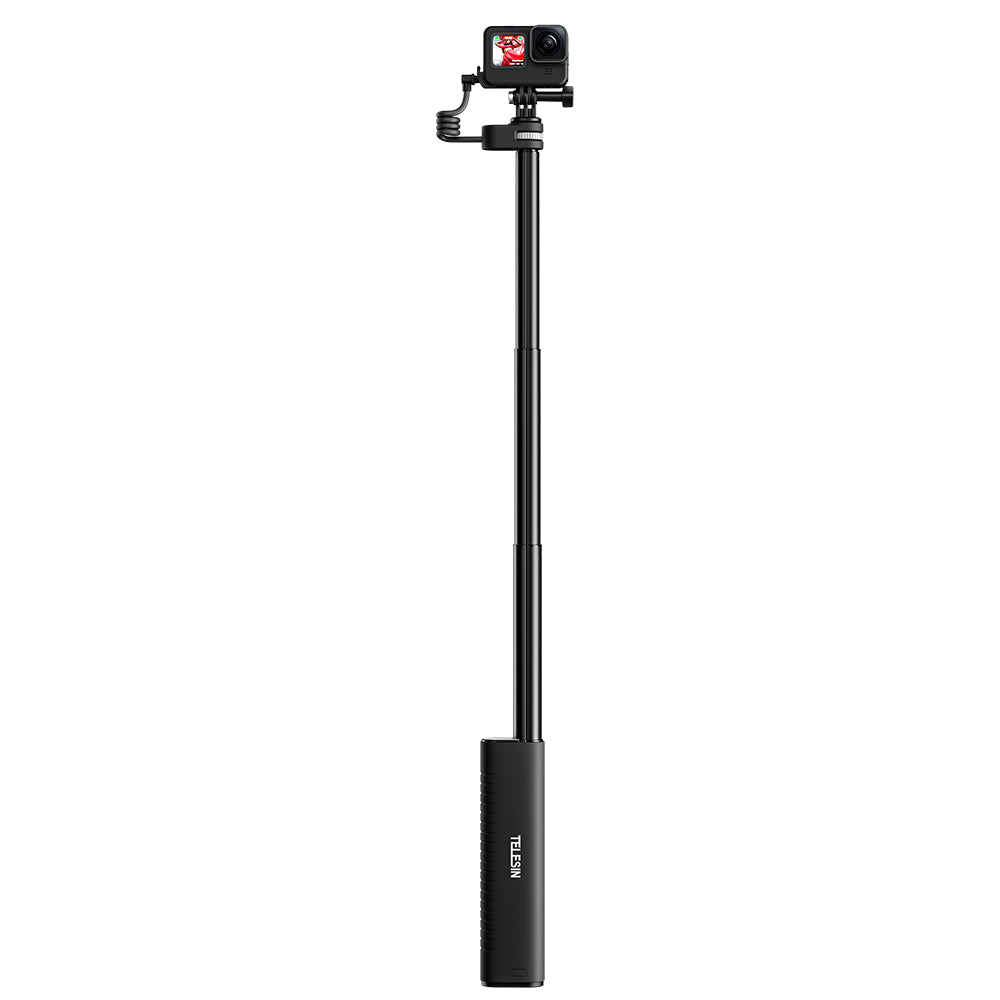 10000mAh Rechargeable Selfie Stick with USB-C Charging Cable for Action Cameras/ Phones