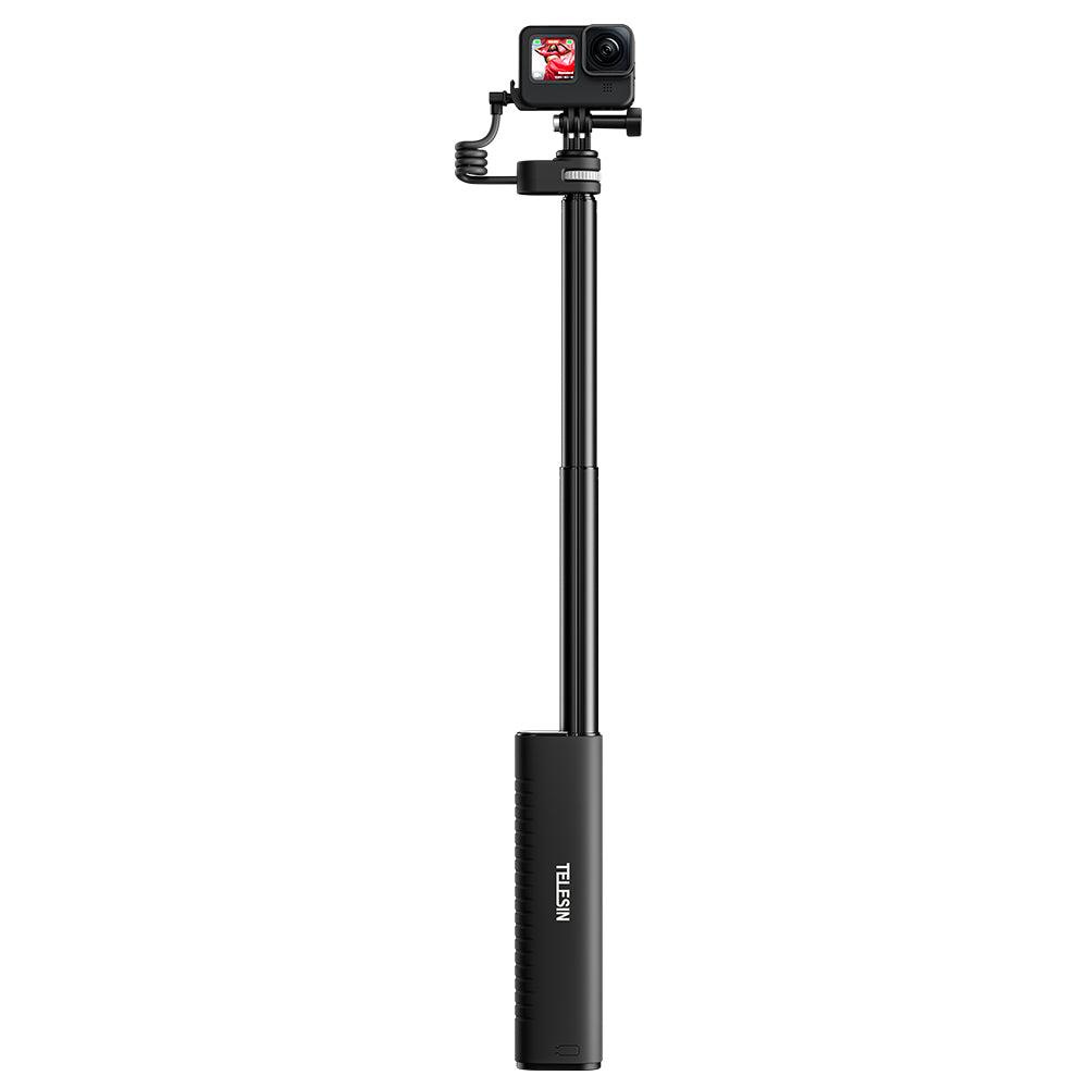 10000mAh Rechargeable Selfie Stick with USB-C Charging Cable for Action Cameras/ Phones