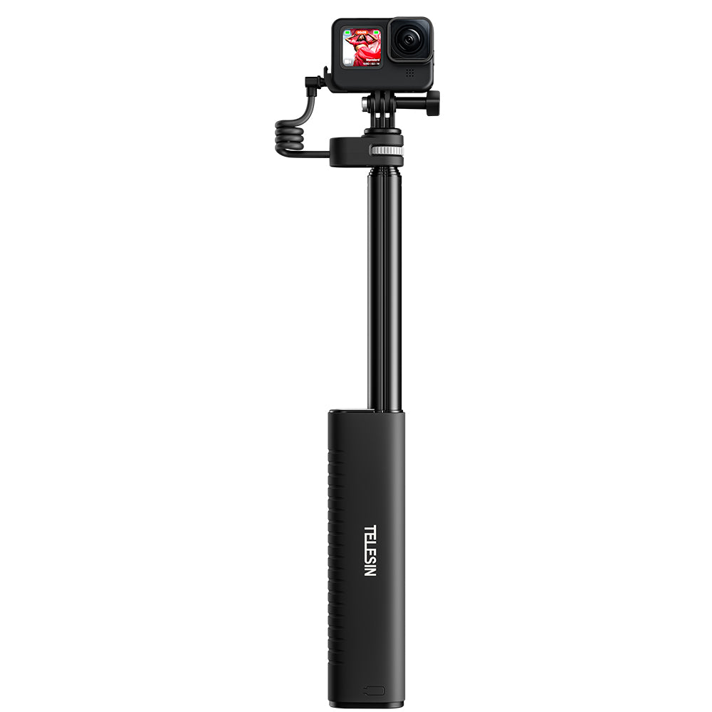 10000mAh Rechargeable Selfie Stick with USB-C Charging Cable for Action Cameras/ Phones