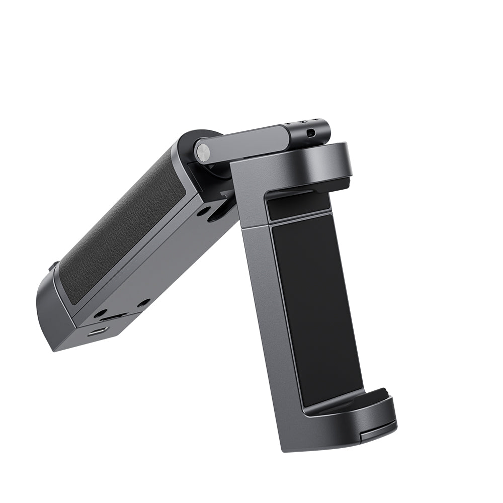 Smartphone photography shooting with wireless shutter remote grip handle