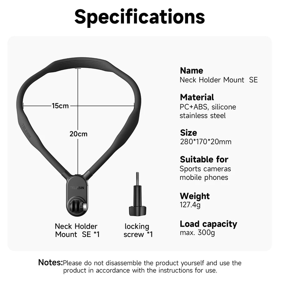 Neck Holder Mount SE (No Magnetic) for Action Cameras/ Phones