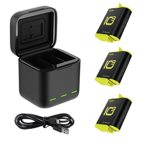 3 Slots LED Storage Charger Box for GoPro Hero 9/10/11 Batteries